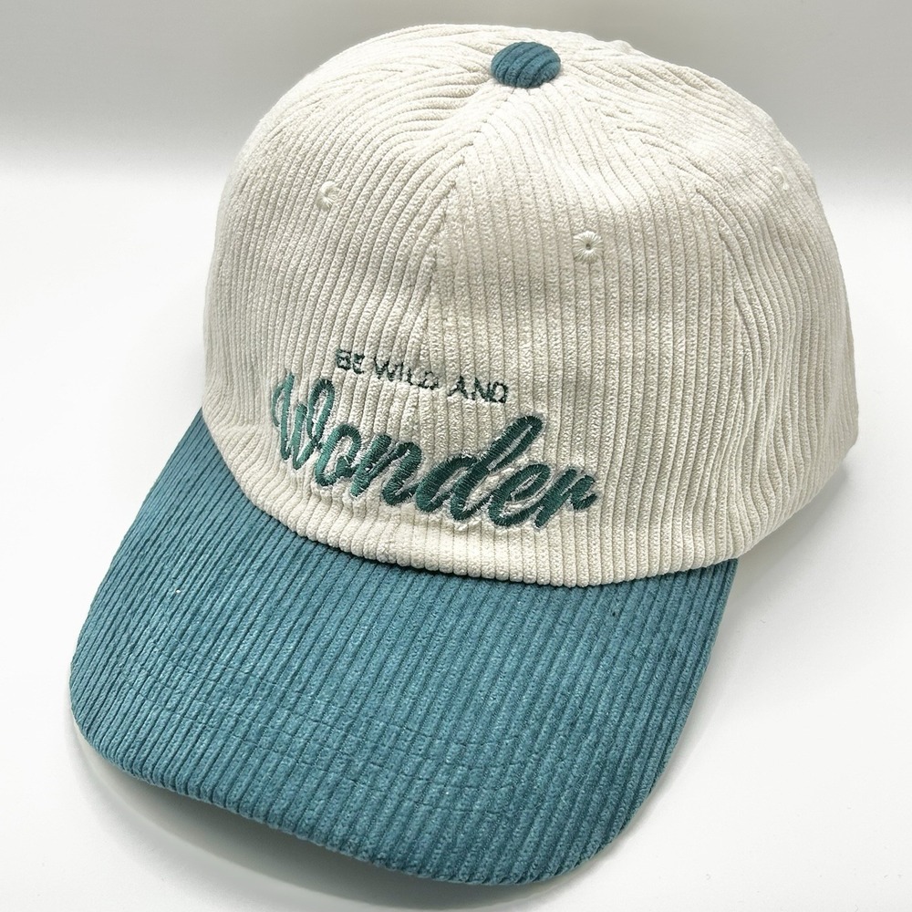 Be Wild And Wonder Corduroy 2-Tone Hat Cap Adjustable Strapback Beige Outdoors